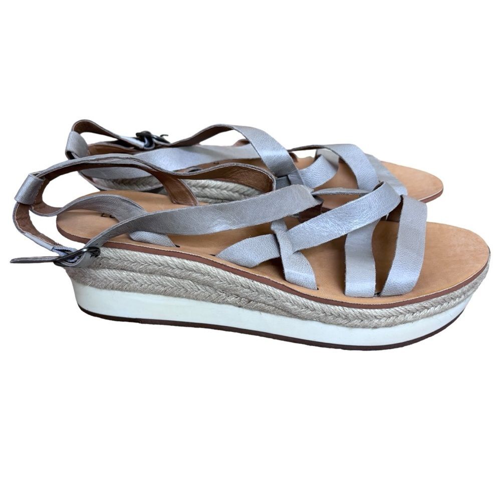 Lucky Brand Gray Platform Sandals with Ankle Strap